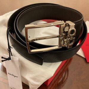 Salvatore Ferragamo Men's Adjustable Leather Belt Black Size 44